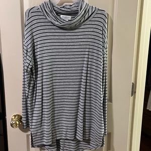 Grey/black stripe cowl neck tunic